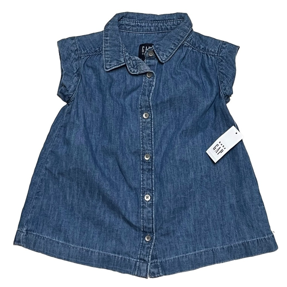 Baby Gap Denim Button Front Jumper Dress Size 12-18 Mo NWT